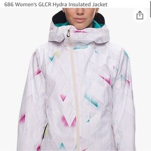 686 White and Pink Ski Jacket with Insulation and Hood